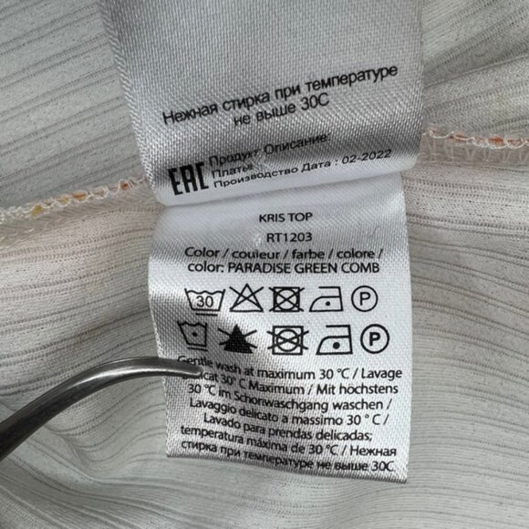 NWT ROTATE Fine Ribbed Abstract Floral Tank Kris Top‎ Twist Detailing Sz 42 / 10 - Picture 12 of 14